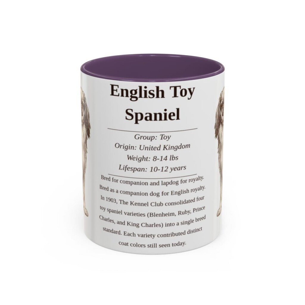 11oz English Toy Spaniel Mug, Purple, front view
