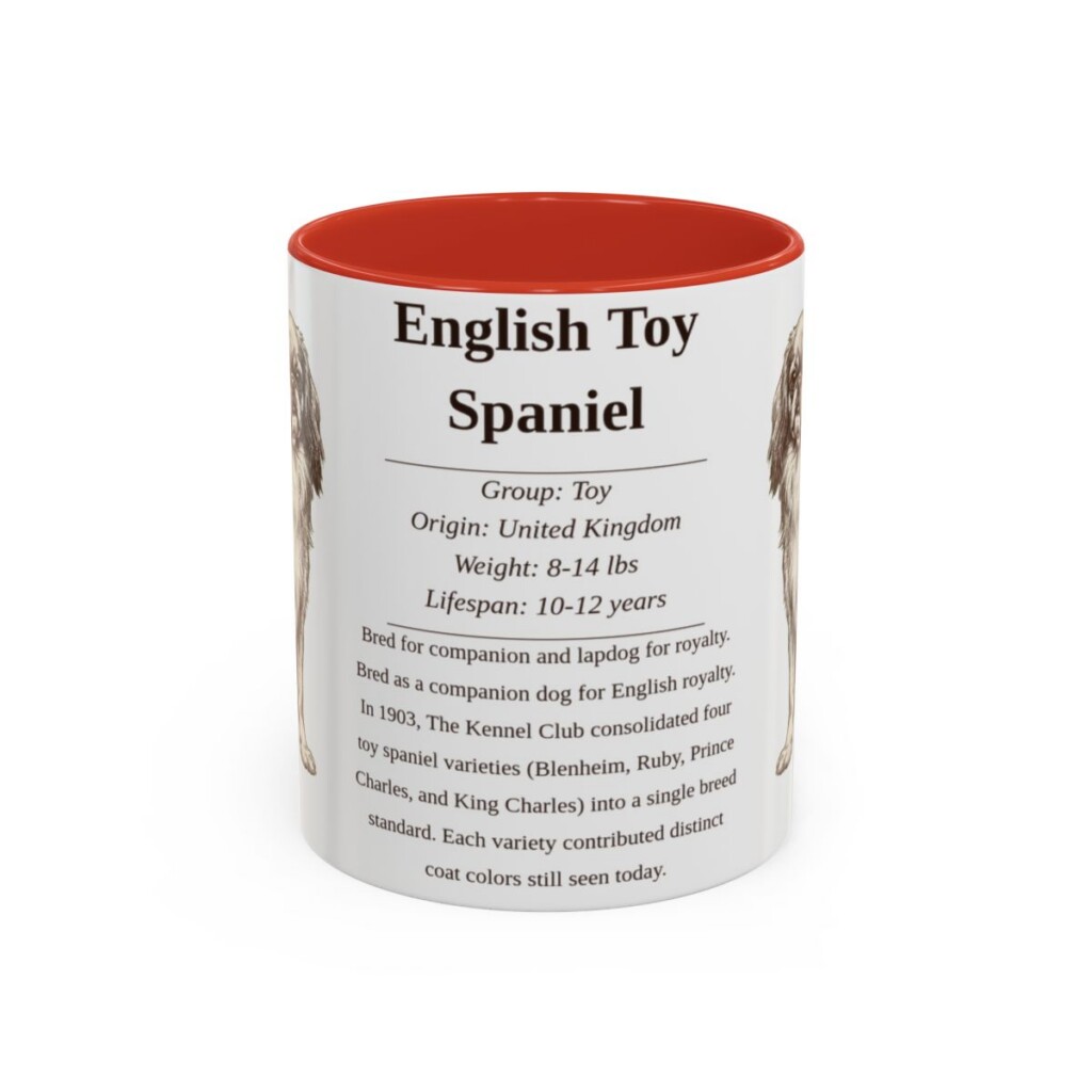 11oz English Toy Spaniel Mug, Red, front view