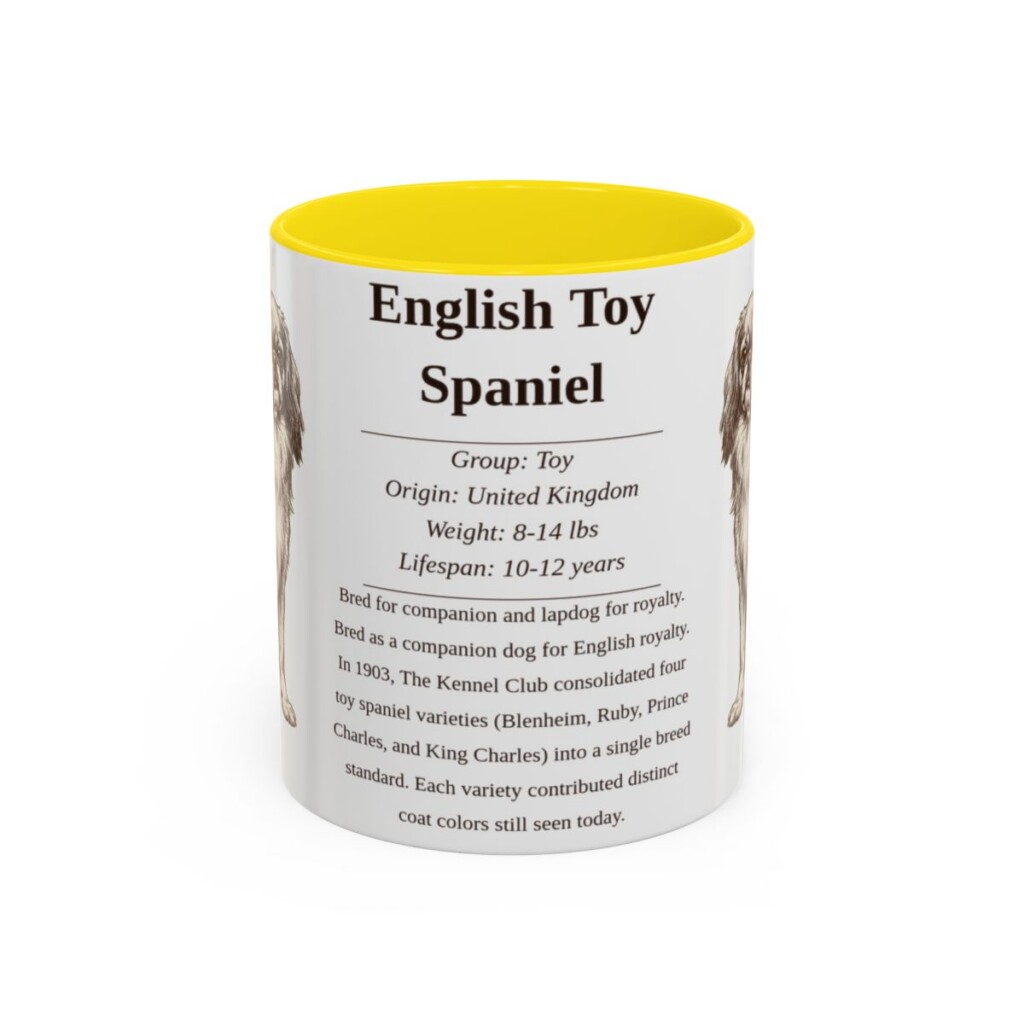 11oz English Toy Spaniel Mug, Yellow, front view