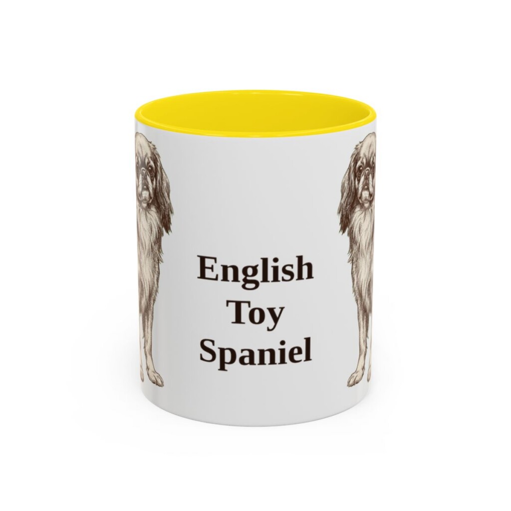 11oz English Toy Spaniel Mug, Yellow, front view