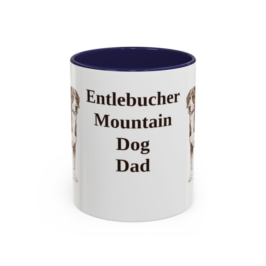 11oz Entlebucher Mountain Dog Dog Dad Mug, Navy, front view