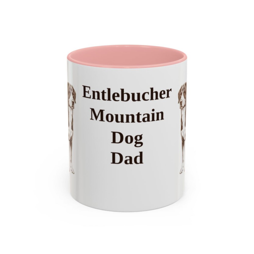 11oz Entlebucher Mountain Dog Dog Dad Mug, Pink, front view