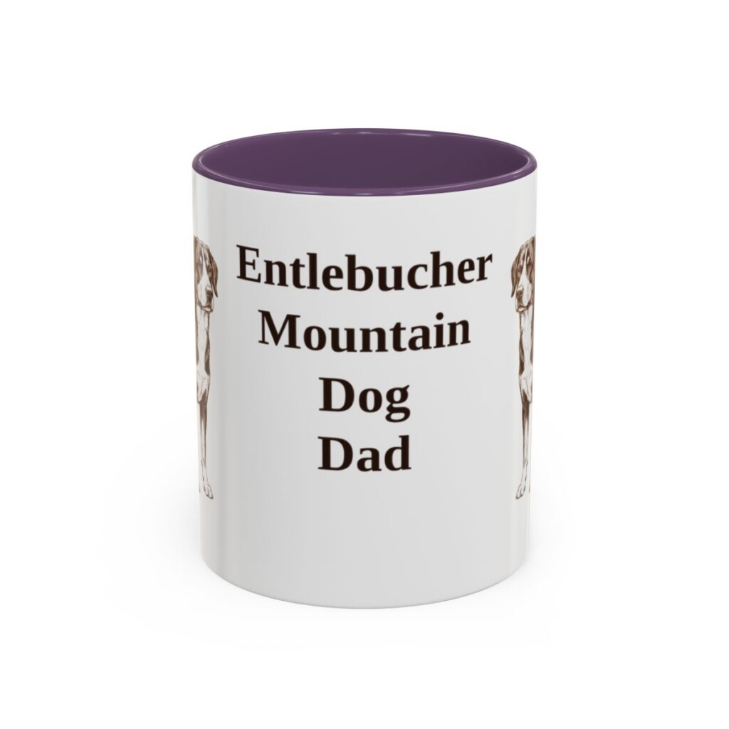 11oz Entlebucher Mountain Dog Dog Dad Mug, Purple, front view