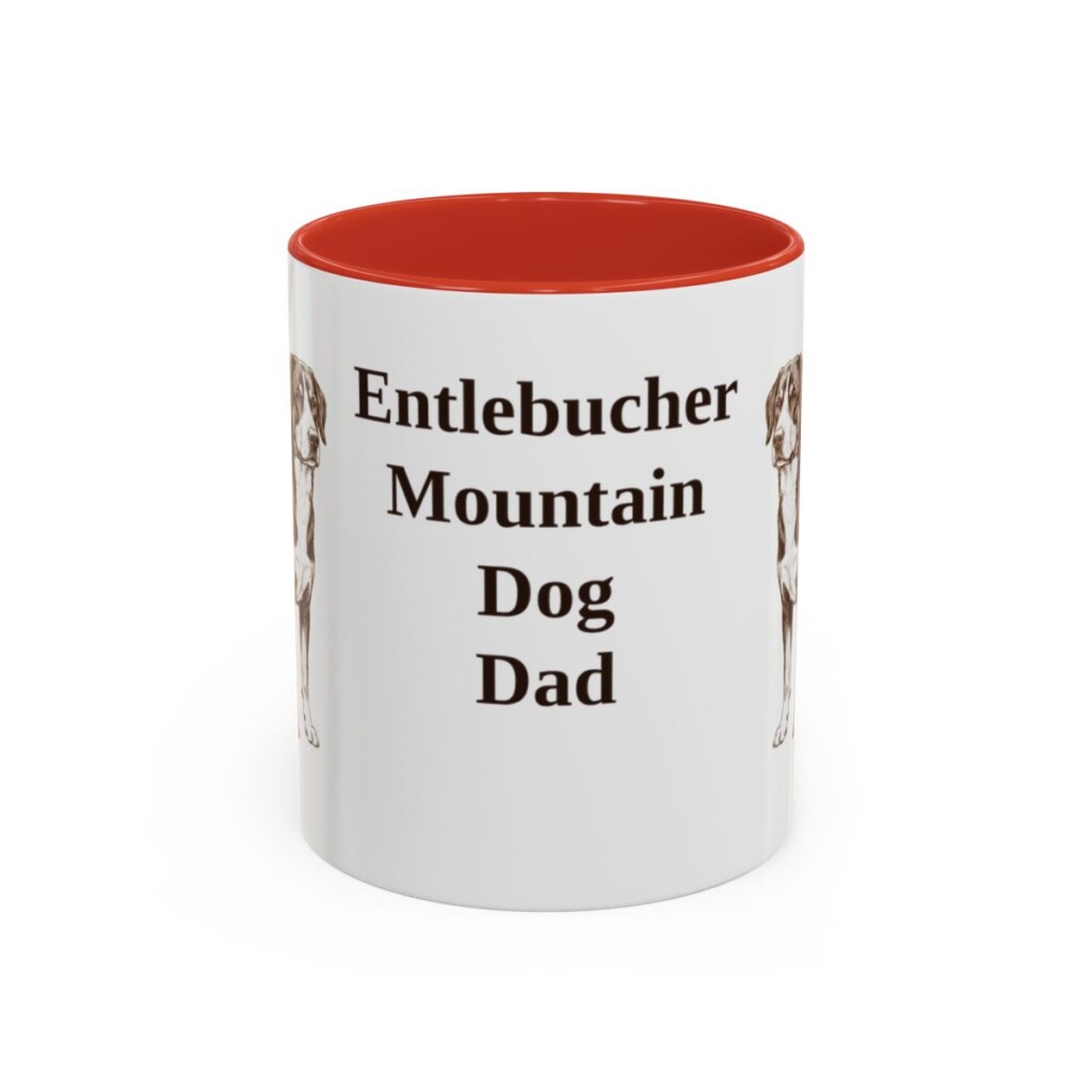 11oz Entlebucher Mountain Dog Dog Dad Mug, Red, front view