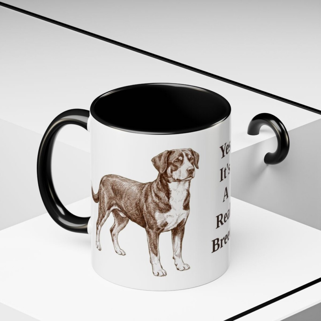 11oz Funny Entlebucher Mountain Dog Mug, Black, lifestyle photo