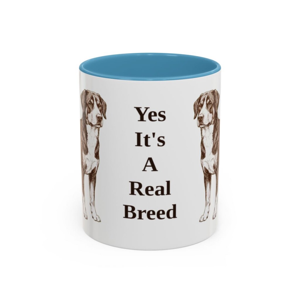 11oz Funny Entlebucher Mountain Dog Mug, Light Blue, front view