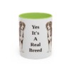 11oz Funny Entlebucher Mountain Dog Mug, Light Green, front view