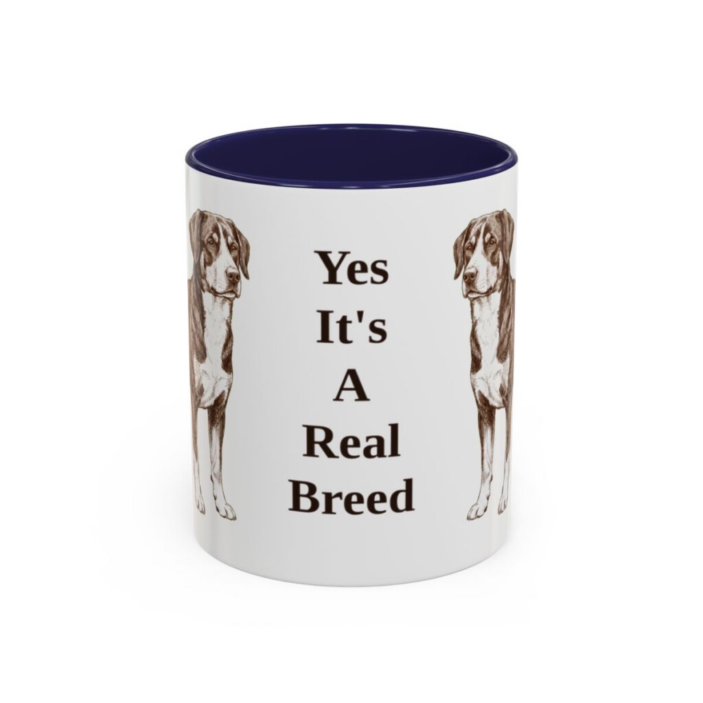 11oz Funny Entlebucher Mountain Dog Mug, Navy, front view