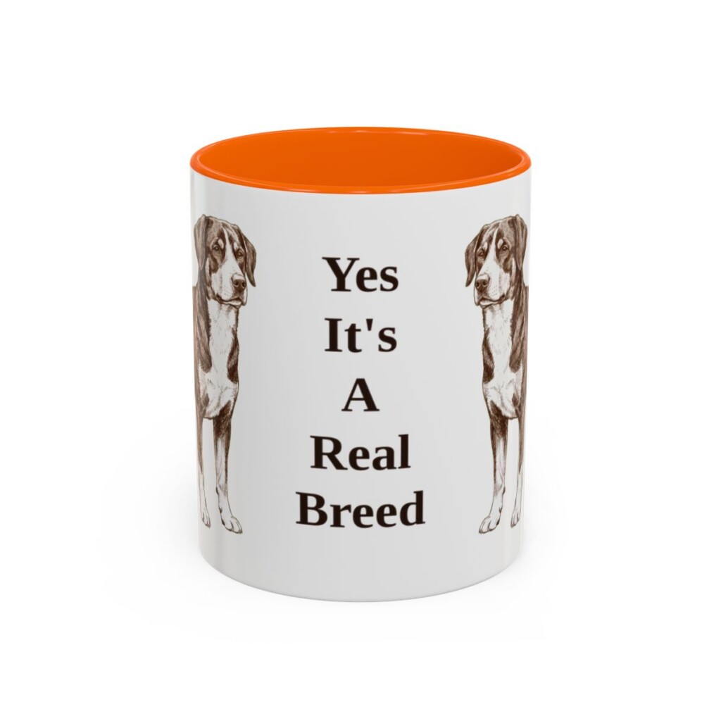 11oz Funny Entlebucher Mountain Dog Mug, Orange, front view