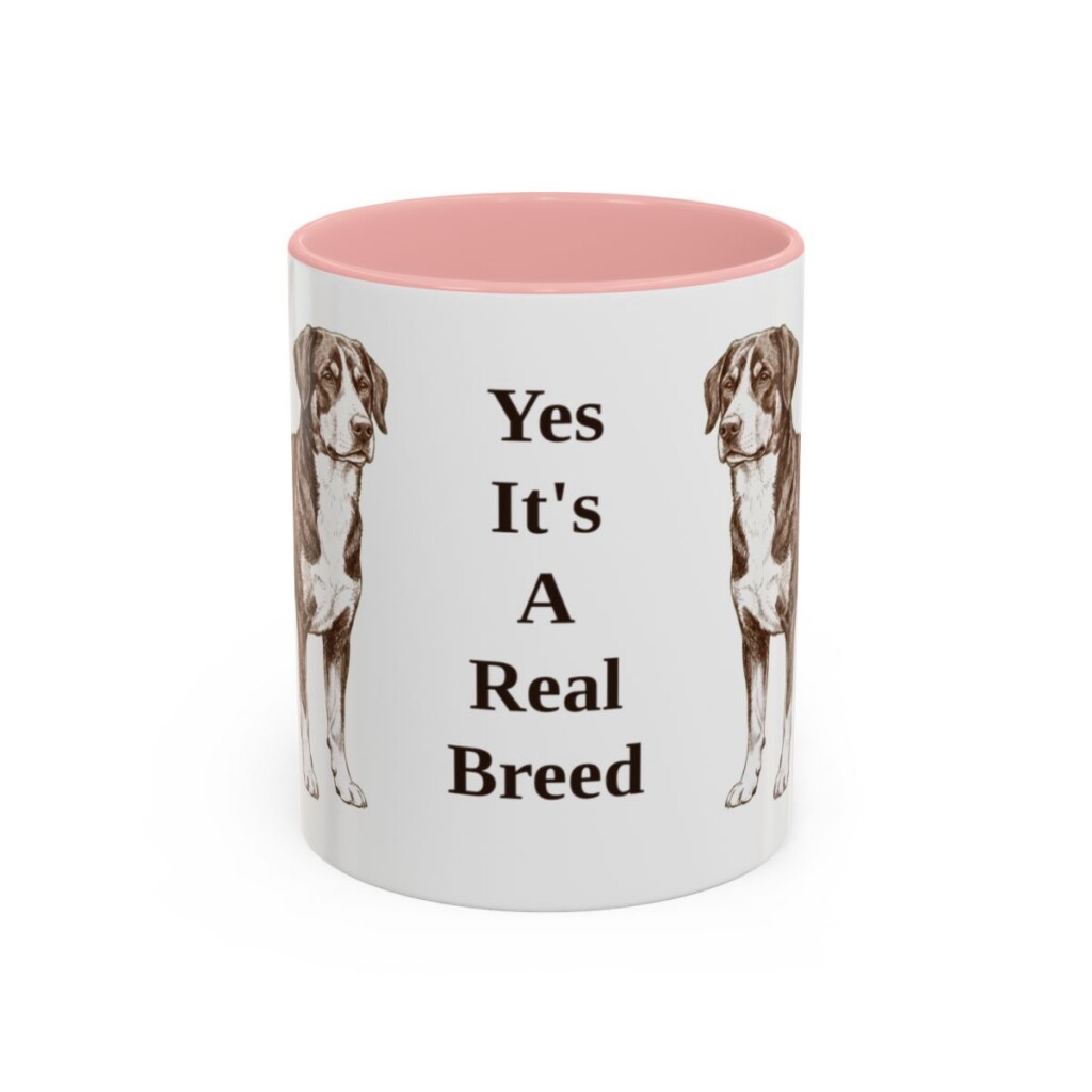 11oz Funny Entlebucher Mountain Dog Mug, Pink, front view