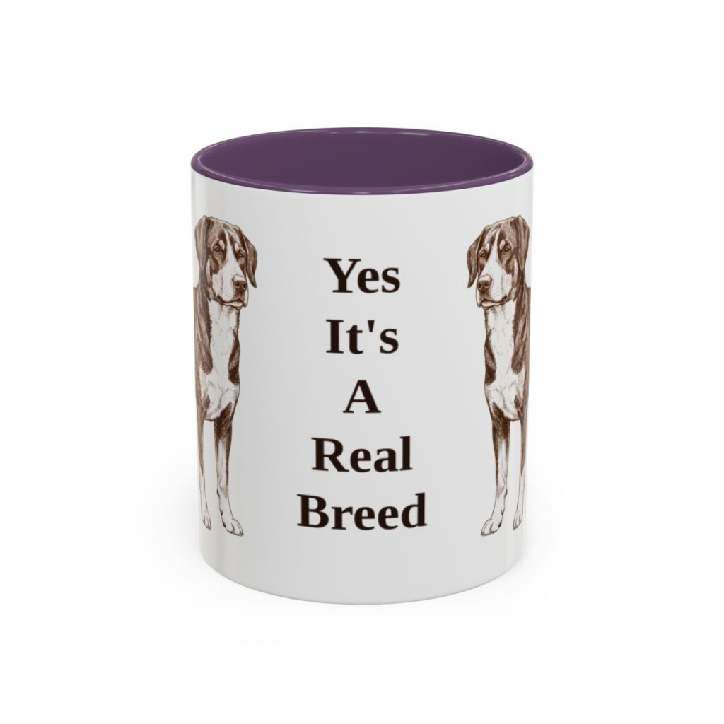 11oz Funny Entlebucher Mountain Dog Mug, Purple, front view