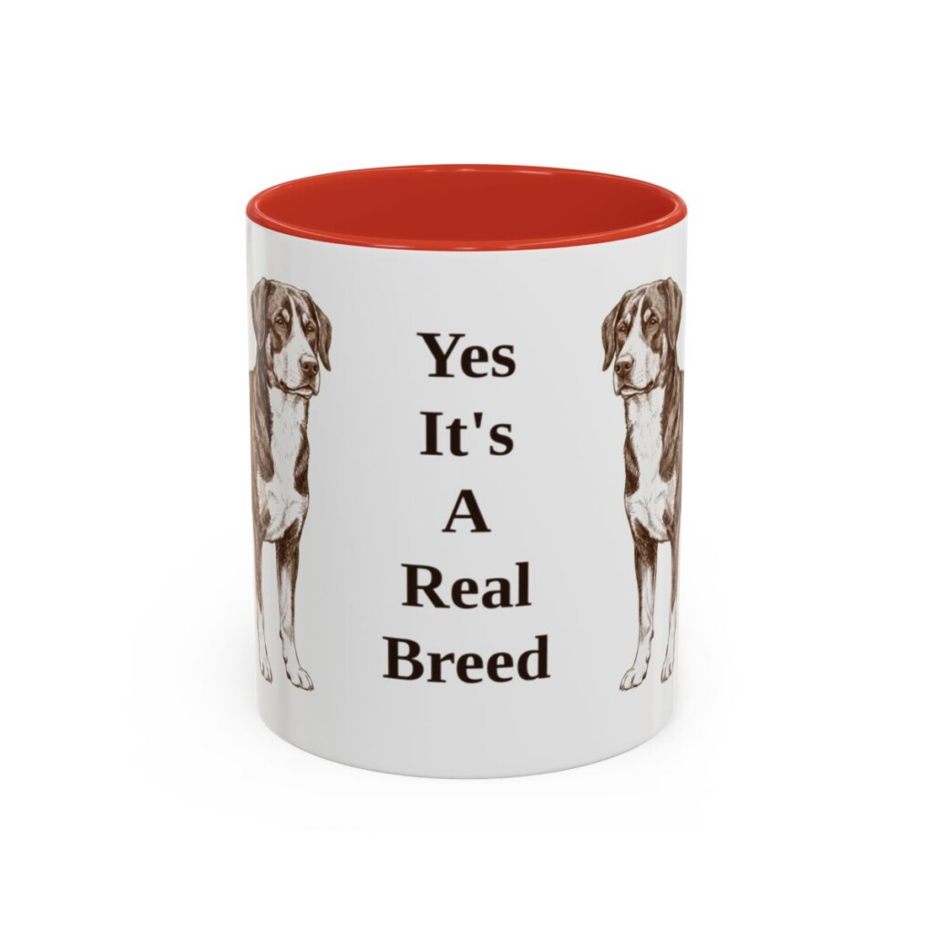 11oz Funny Entlebucher Mountain Dog Mug, Red, front view