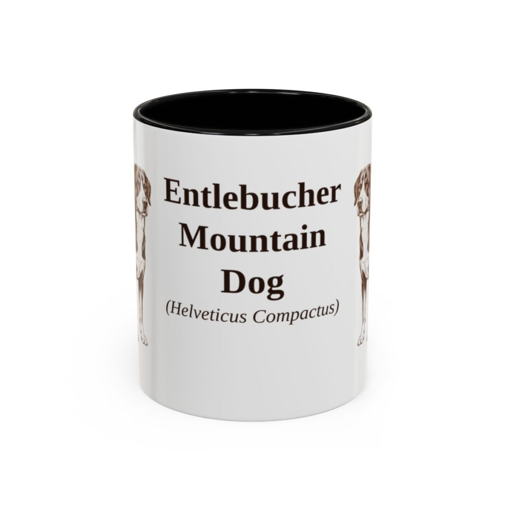 11oz Entlebucher Mountain Dog Latin Mug, Black, front view