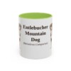 11oz Entlebucher Mountain Dog Latin Mug, Light Green, front view