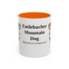 11oz Entlebucher Mountain Dog Latin Mug, Orange, front view