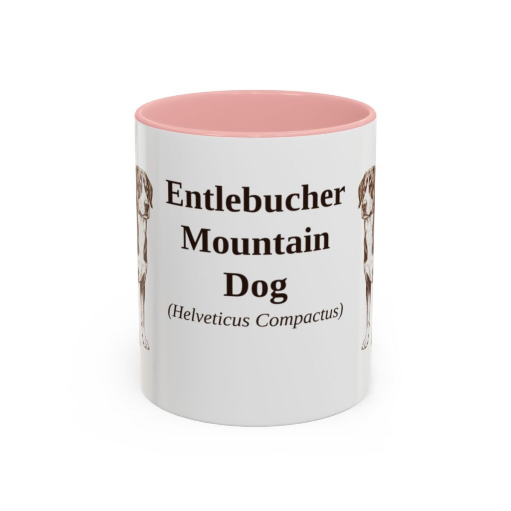 11oz Entlebucher Mountain Dog Latin Mug, Pink, front view