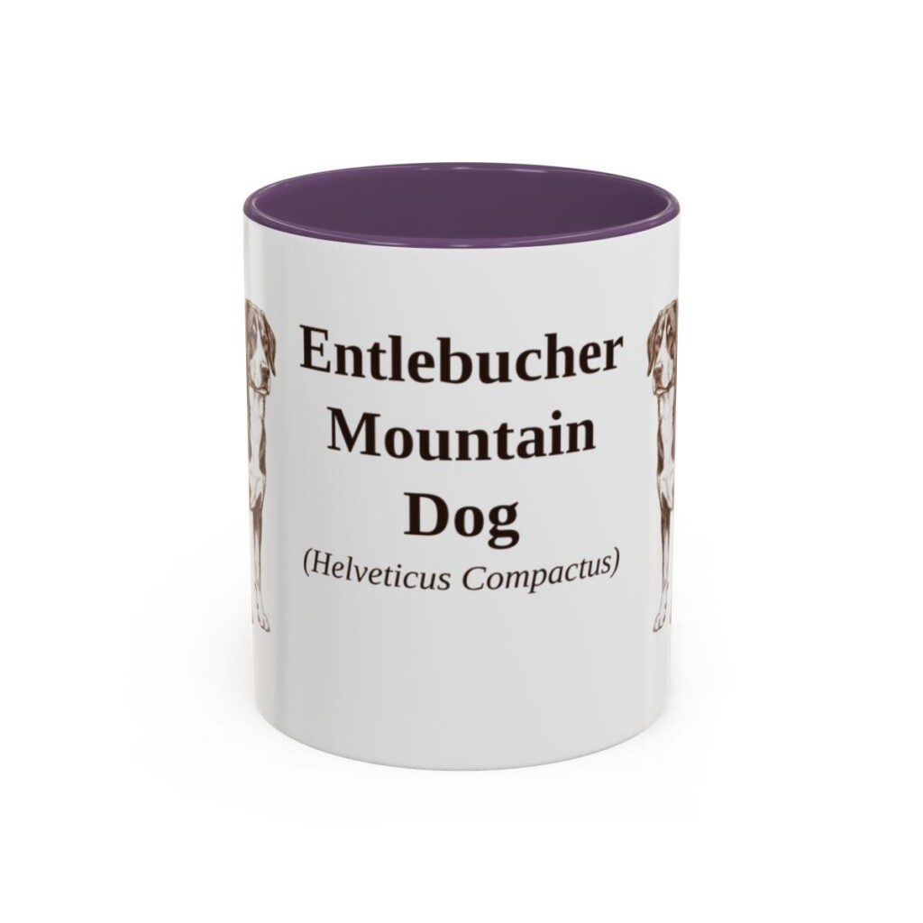 11oz Entlebucher Mountain Dog Latin Mug, Purple, front view