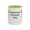 11oz Entlebucher Mountain Dog Mug, Light Green, front view