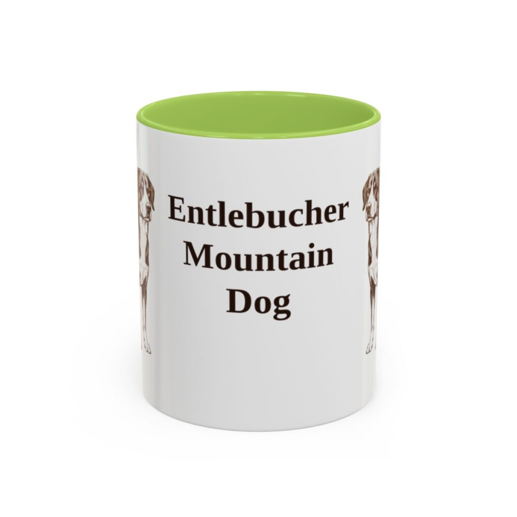 11oz Entlebucher Mountain Dog Mug, Light Green, front view
