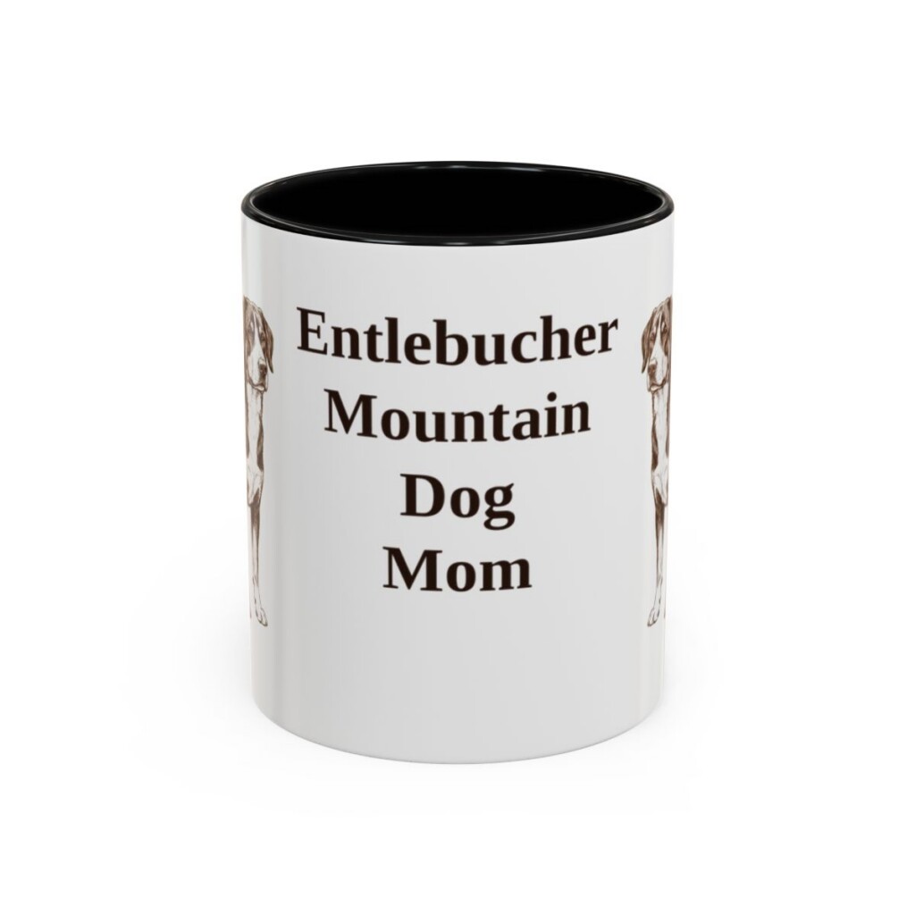 11oz Entlebucher Mountain Dog Dog Mom Mug, Black, front view