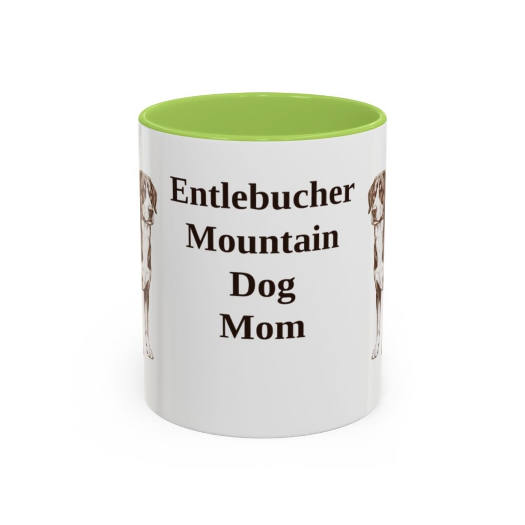 11oz Entlebucher Mountain Dog Dog Mom Mug, Light Green, front view