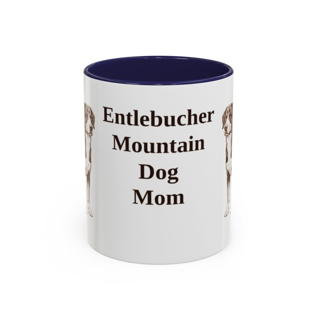 11oz Entlebucher Mountain Dog Dog Mom Mug, Navy, front view
