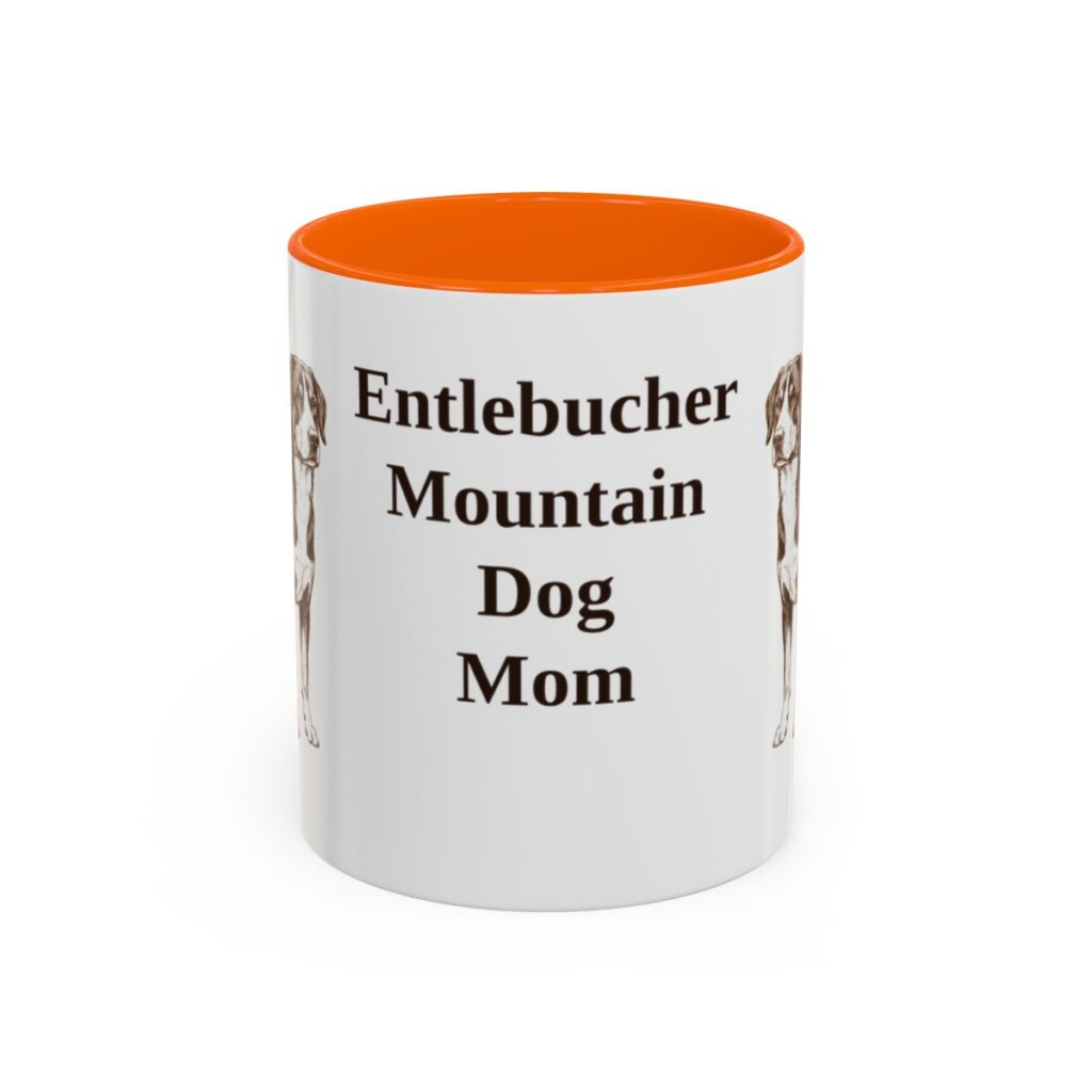 11oz Entlebucher Mountain Dog Dog Mom Mug, Orange, front view