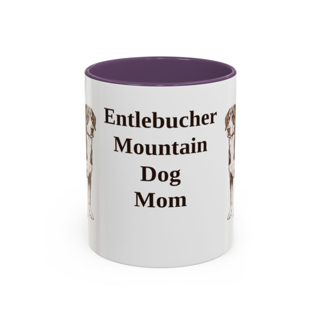 11oz Entlebucher Mountain Dog Dog Mom Mug, Purple, front view
