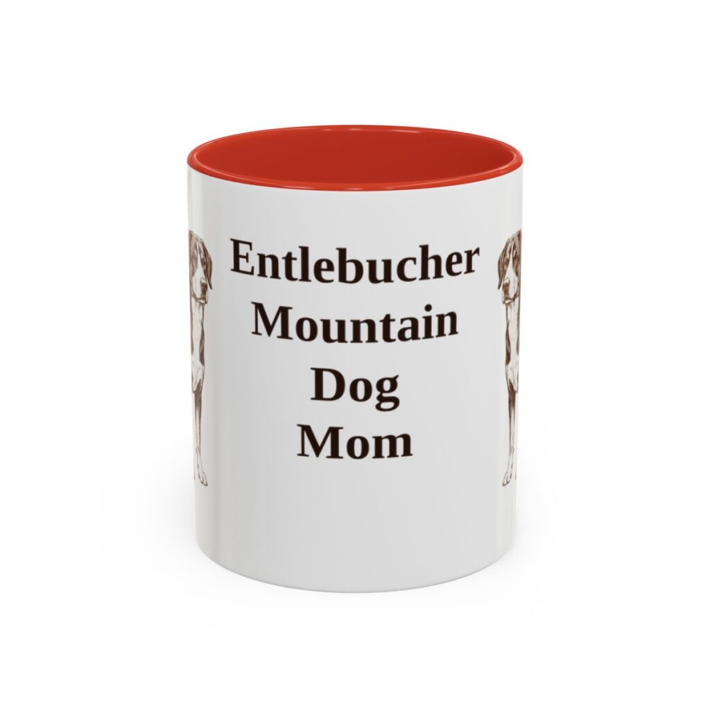 11oz Entlebucher Mountain Dog Dog Mom Mug, Red, front view