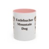 11oz Entlebucher Mountain Dog Mug, Pink, front view