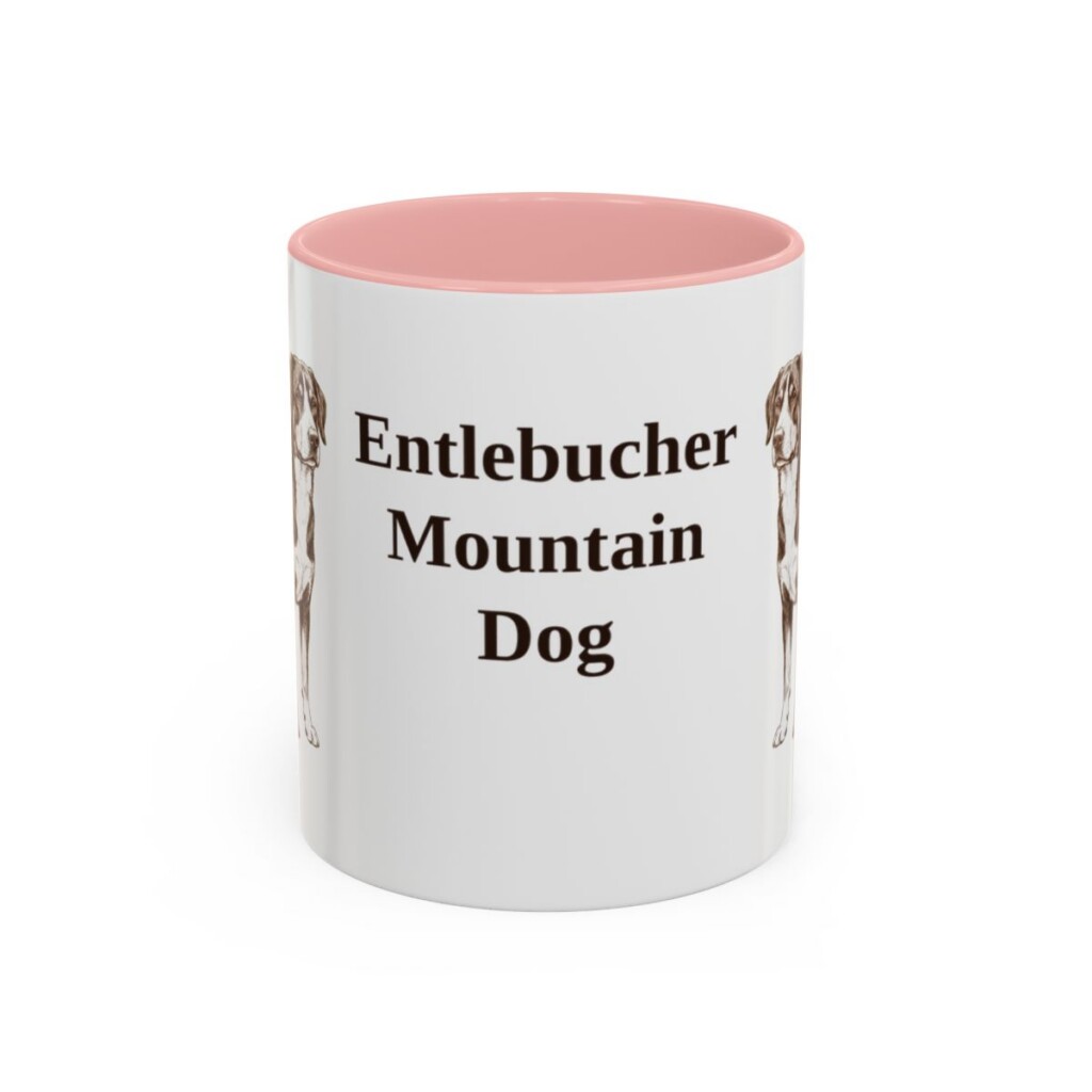 11oz Entlebucher Mountain Dog Mug, Pink, front view