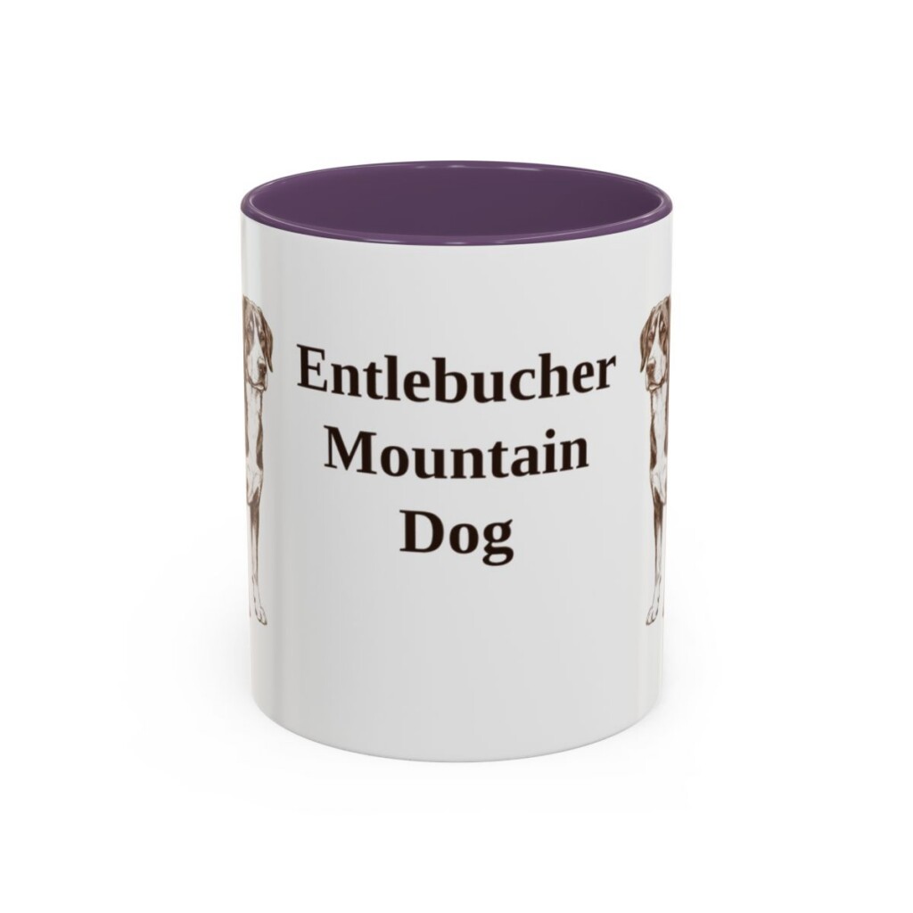 11oz Entlebucher Mountain Dog Mug, Purple, front view