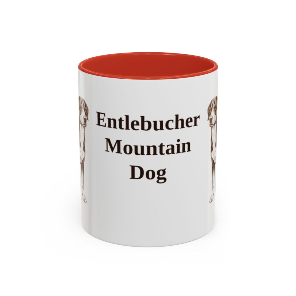 11oz Entlebucher Mountain Dog Mug, Red, front view