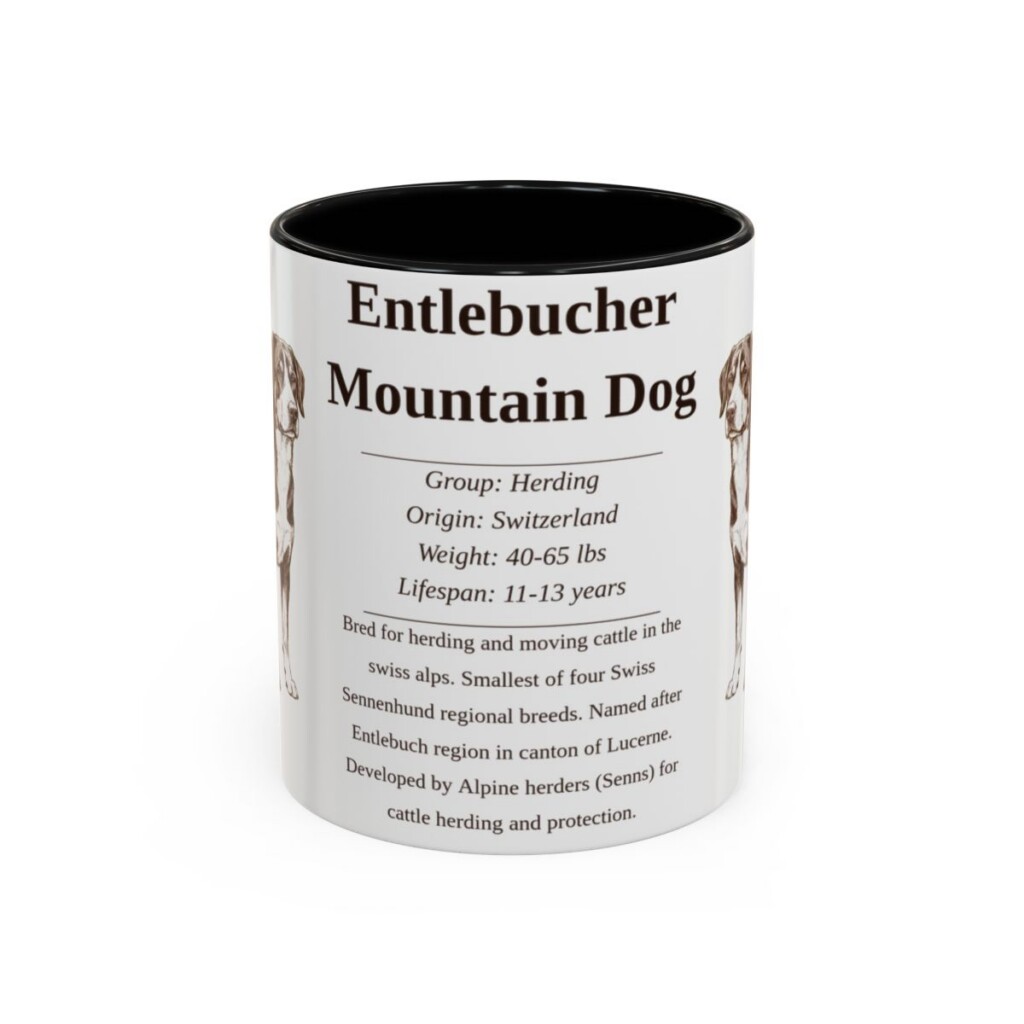 11oz Entlebucher Mountain Dog Mug, Black, front view