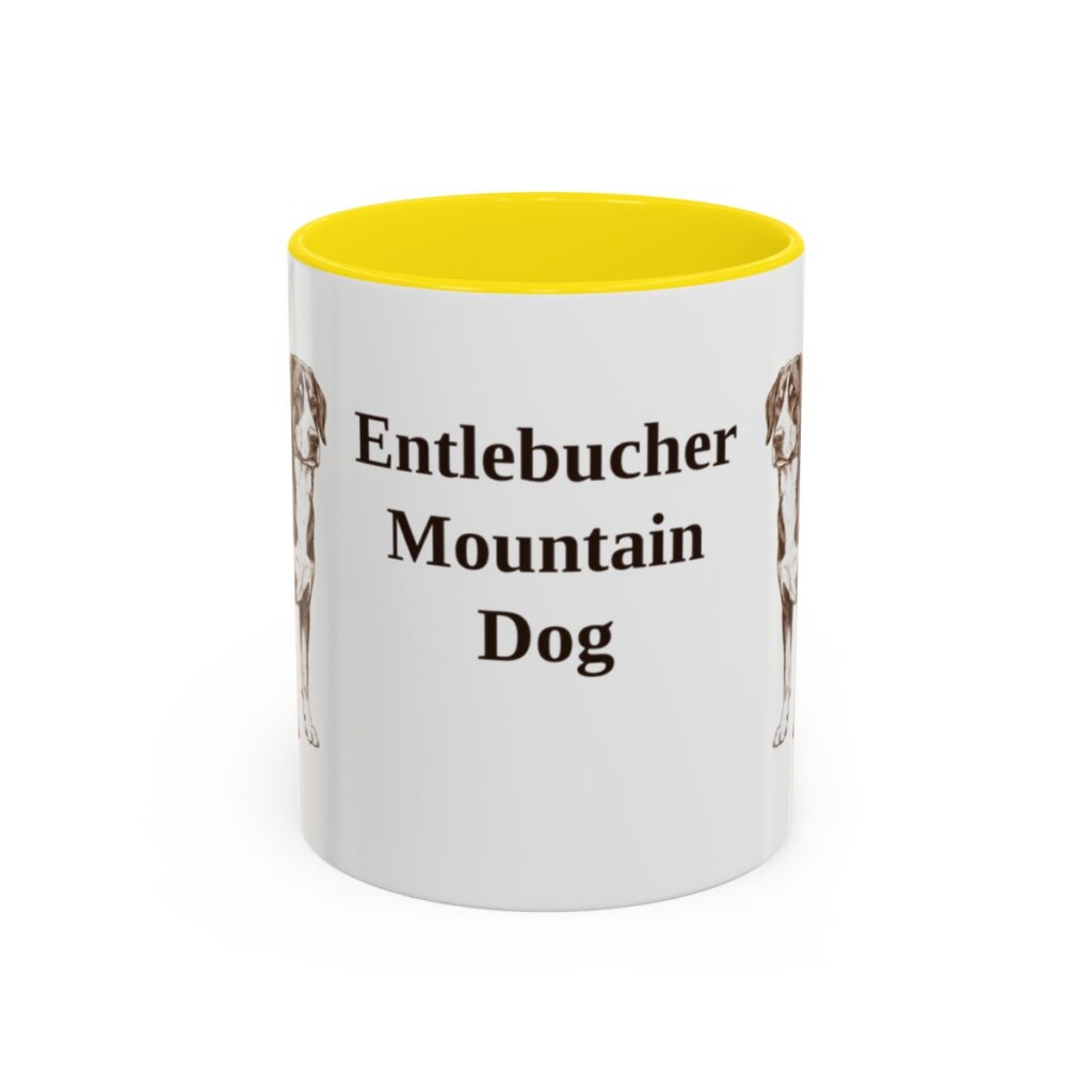 11oz Entlebucher Mountain Dog Mug, Yellow, front view