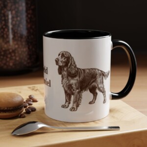 11oz Field Spaniel Mug, Black, lifestyle photo
