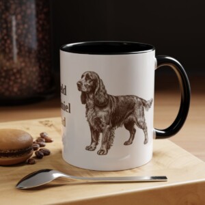 11oz Field Spaniel Dog Dad Mug, Black, lifestyle photo