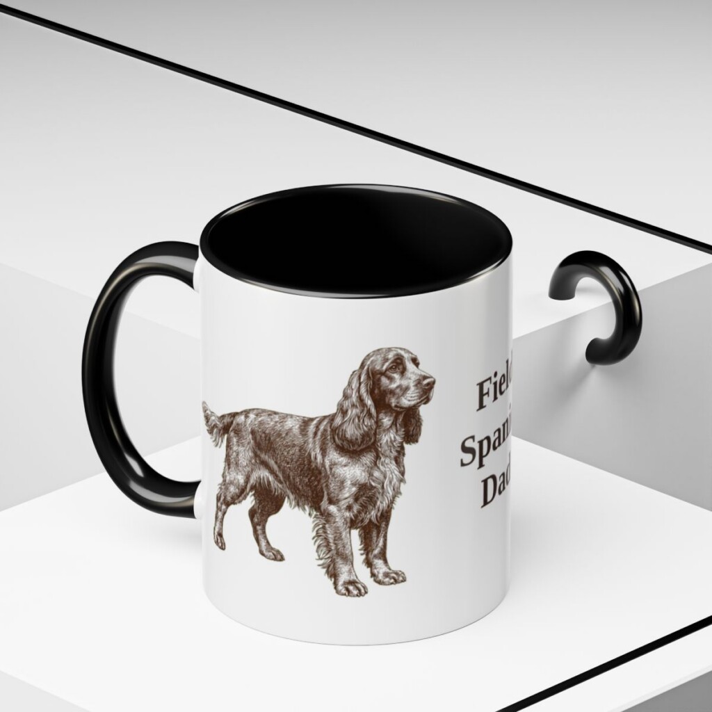 11oz-field-spaniel-mug-dad-black-context-2 11oz Field Spaniel Dog Dad Mug, Black, lifestyle photo