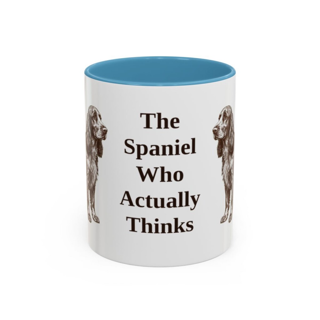 11oz Funny Field Spaniel Mug, Light Blue, front view