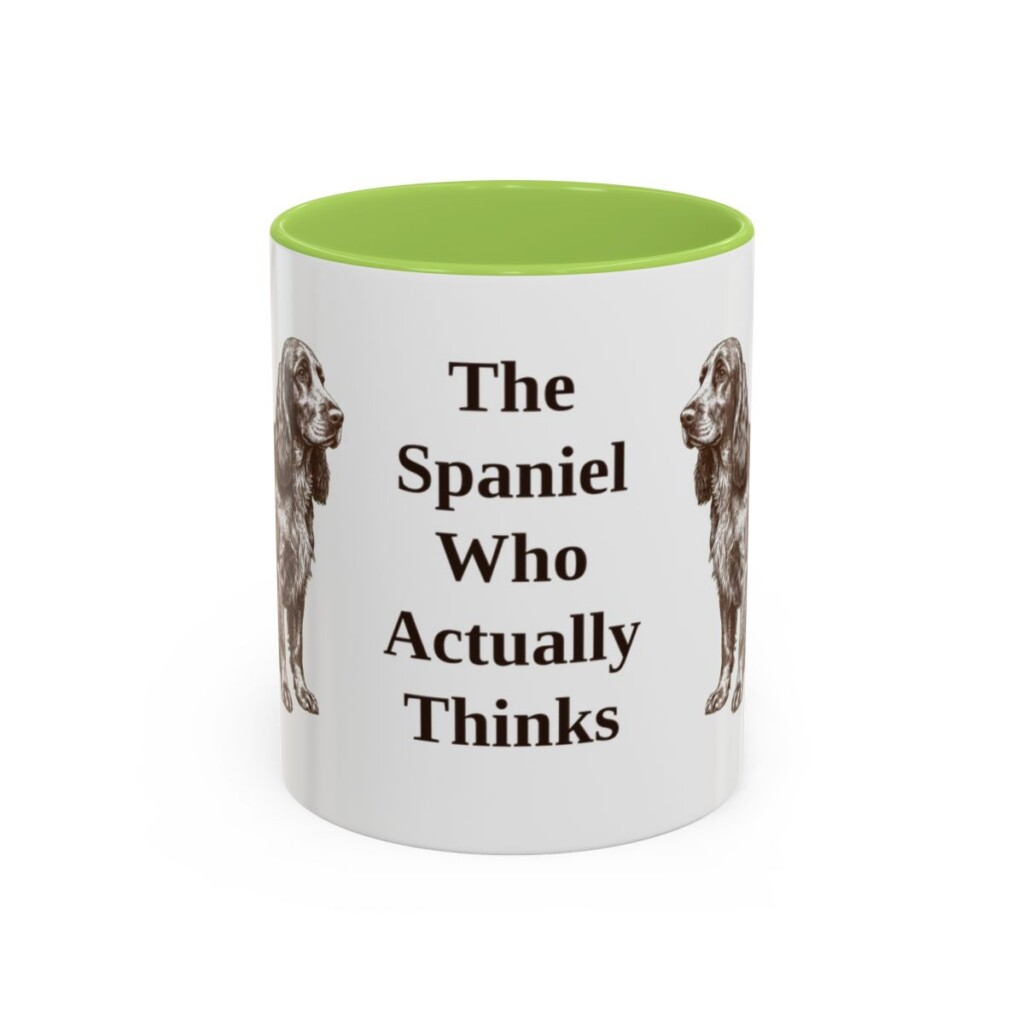 11oz Funny Field Spaniel Mug, Light Green, front view