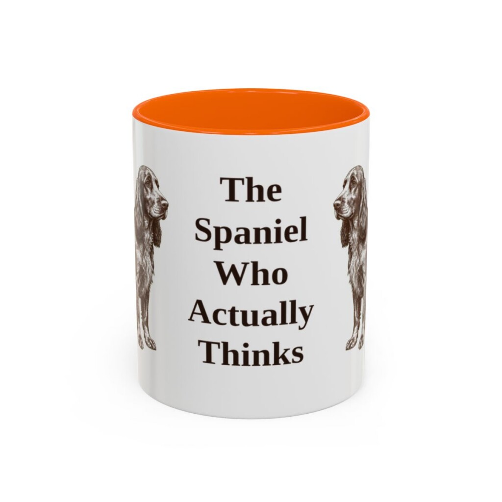 11oz Funny Field Spaniel Mug, Orange, front view