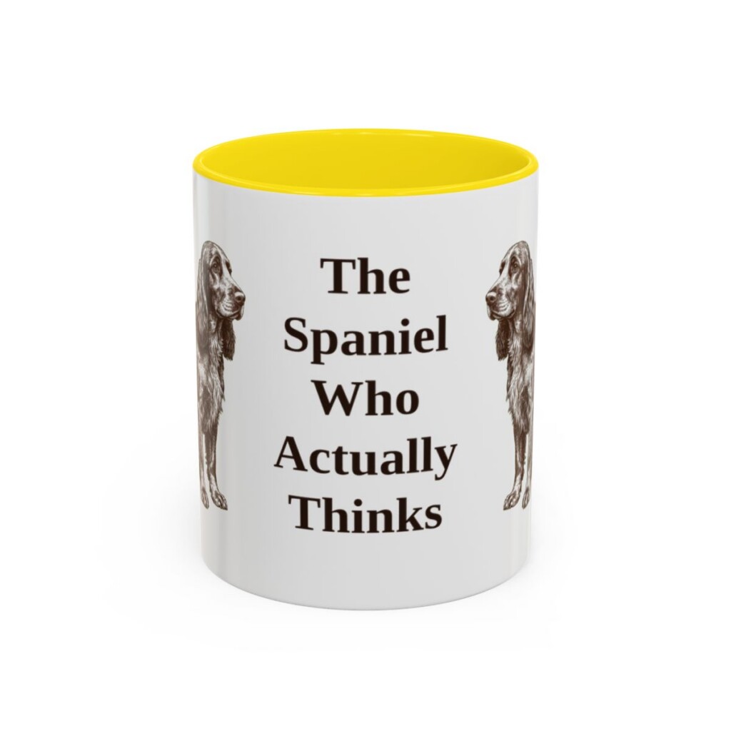 11oz Funny Field Spaniel Mug, Yellow, front view