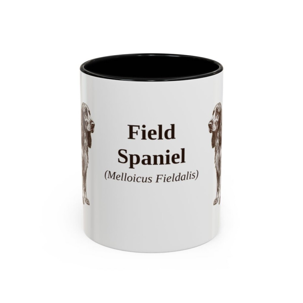11oz Field Spaniel Latin Mug, Black, front view