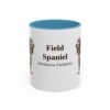 11oz Field Spaniel Latin Mug, Light Blue, front view