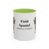 11oz Field Spaniel Latin Mug, Light Green, front view