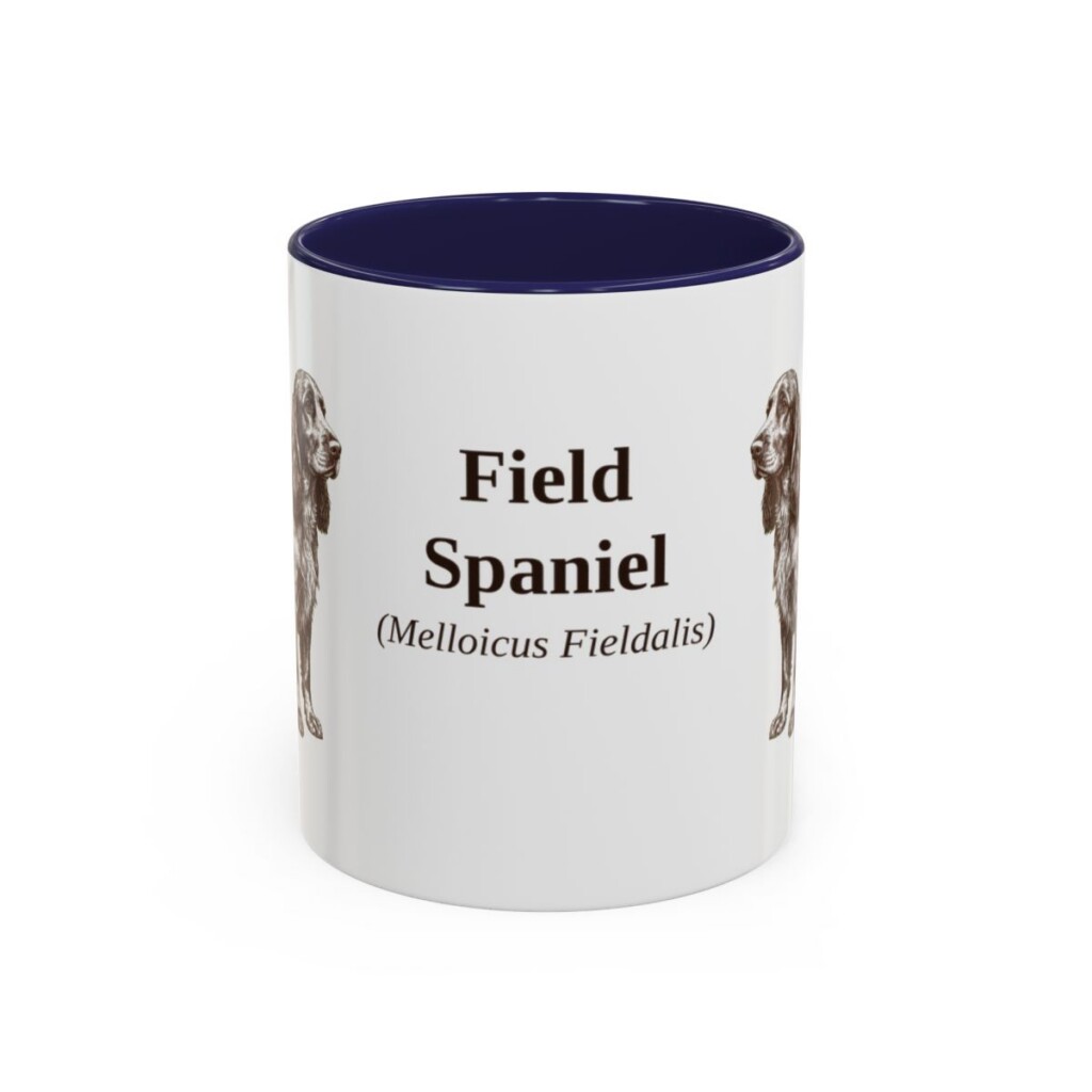 11oz Field Spaniel Latin Mug, Navy, front view