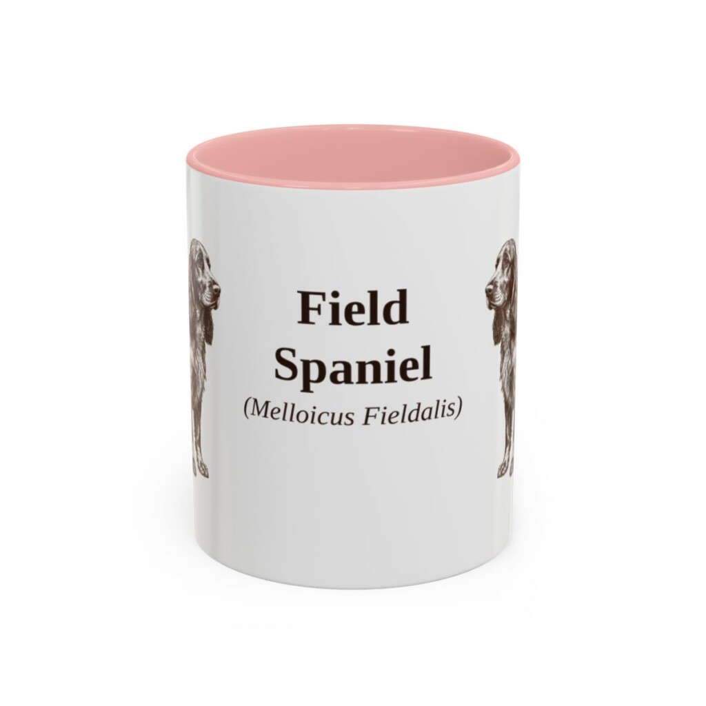11oz Field Spaniel Latin Mug, Pink, front view