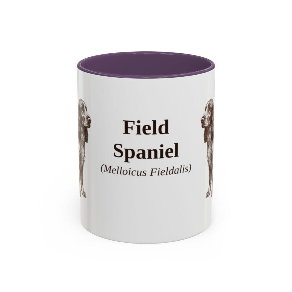 11oz Field Spaniel Latin Mug, Purple, front view