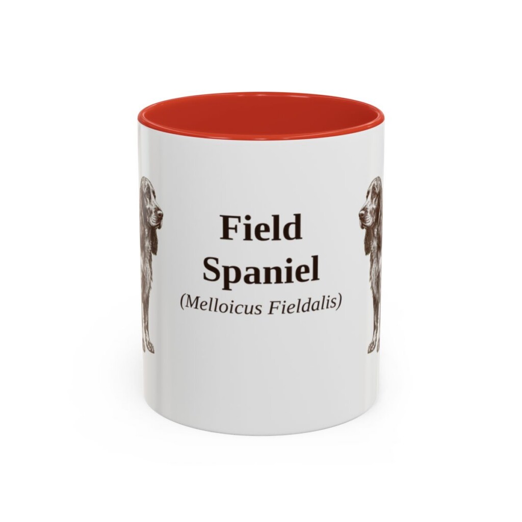 11oz Field Spaniel Latin Mug, Red, front view