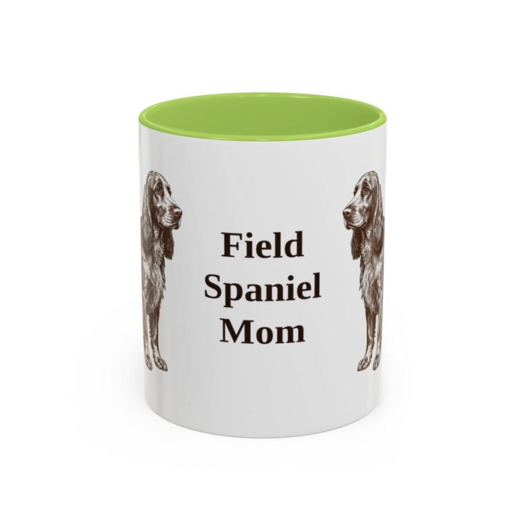11oz Field Spaniel Dog Mom Mug, Light Green, front view